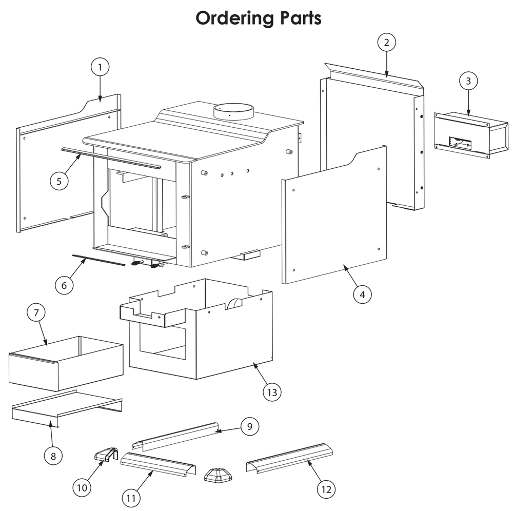 Repair Parts 1 Diagram and Parts List for TR007E  US Stove Company Heating Stove